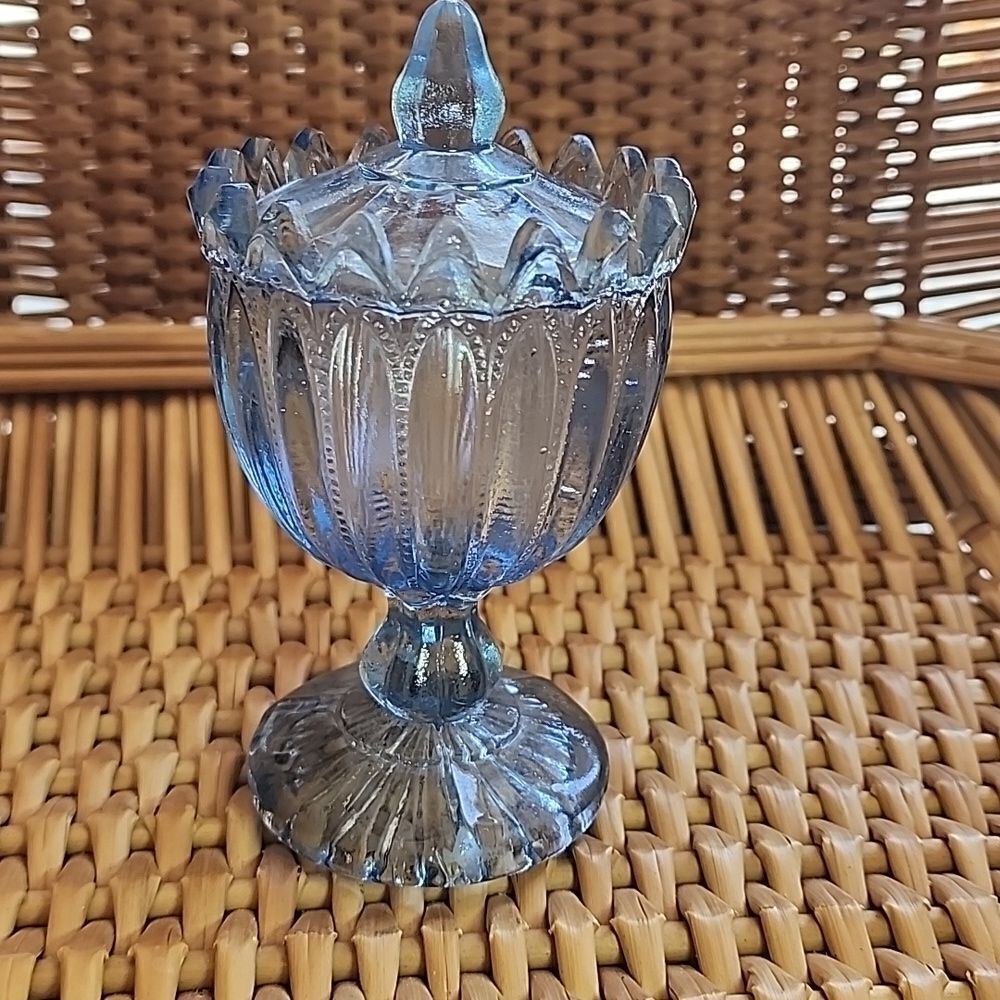 Vintage Portieux Vallyersthal Beaded Jam/Preserves/Sugar Lidded Pedestal Jar